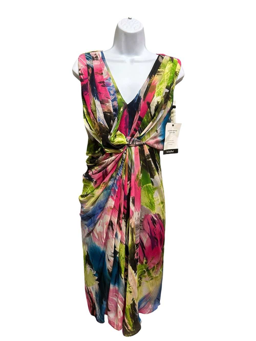 Diane von Furstenberg DVF Silk Draped Midi Dress Storm Rose Size 2